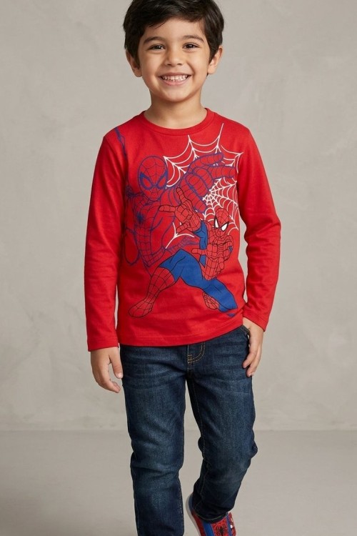 AĞ ATAN ÖRÜMCEK ADAM UZUN KOL TEK SWEET  Kırmızı