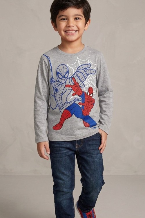 AĞ ATAN ÖRÜMCEK ADAM UZUN KOL TEK SWEET  Gri