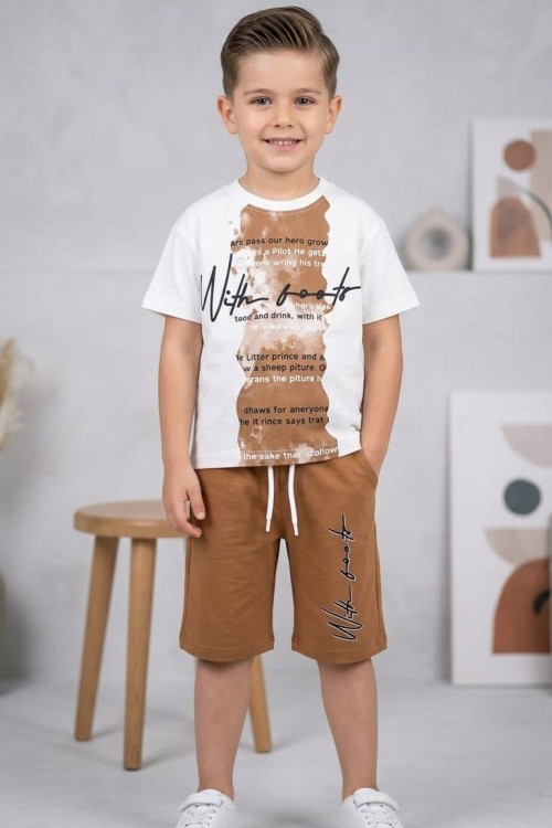 WİTH GOOTR CEPLİ ŞORTLU TAKIM  Kahverengi