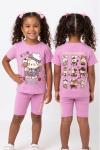 SIRT BASKILI YEAH RABBİT OVERSİZE  KISA TAYTLI TAKIM  Pembe