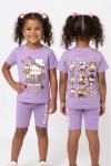 SIRT BASKILI YEAH RABBİT OVERSİZE KISA TAYTLI  TAKIM  Lila