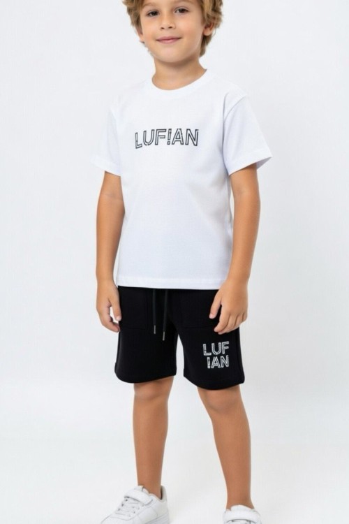 LUFỊAN YAZILI ŞORTLU  TAKIM  Beyaz