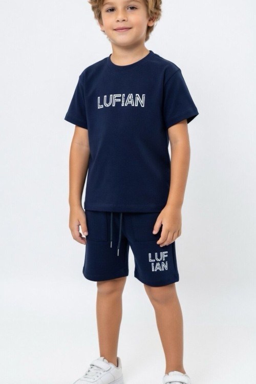 LUFỊAN YAZILI ŞORTLU  TAKIM  Lacivert