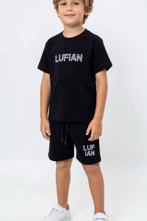 LUFỊAN YAZILI ŞORTLU  TAKIM  Siyah