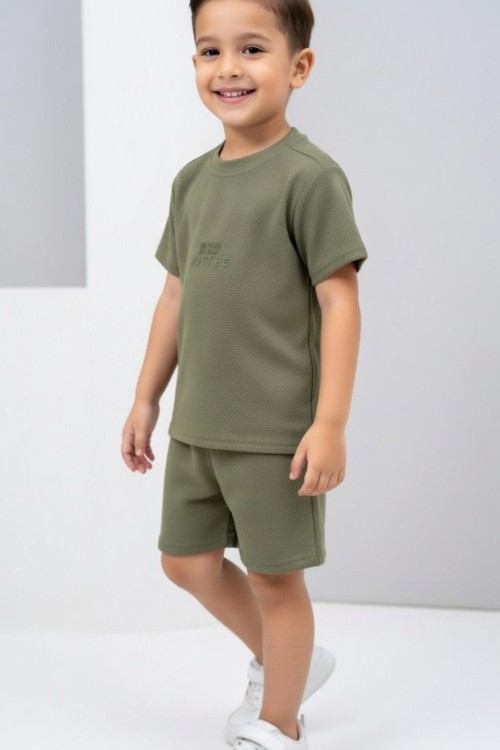 GARSON BOY JUST BE YAZILI ŞORTLU TAKIM  Yeşil