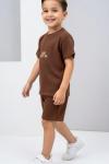 GARSON BOY JUST BE YAZILI ŞORTLU TAKIM  Kahverengi