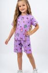 GÜNLÜK KUROMİ DESENLİ ŞORTLU TAKIM  Mor