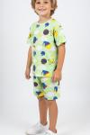 GÜNLÜK GEZEGEN DESENLİ ŞORTLU TAKIM  Yeşil
