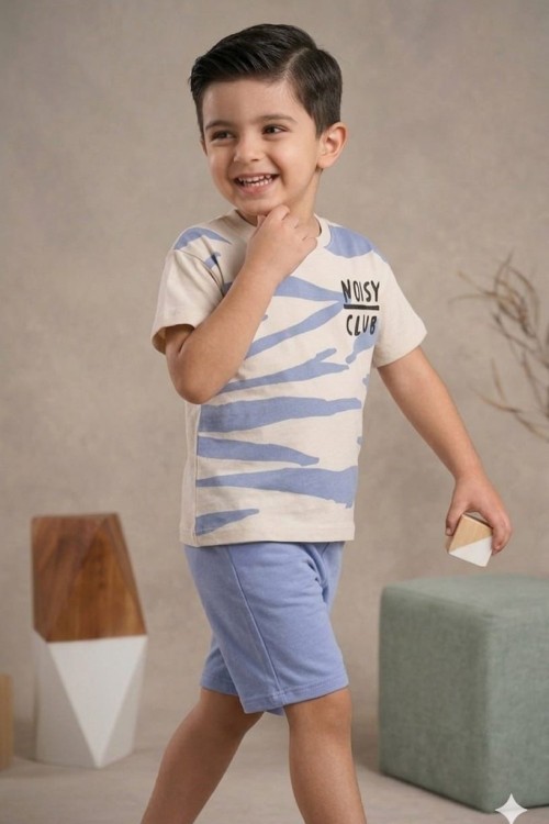 NOISY CLUP DALGALI ŞORTLU TAKIM  Mavi