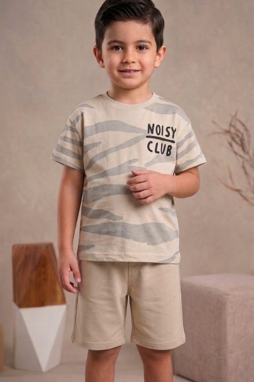 NOISY CLUP DALGALI ŞORTLU TAKIM  Gri