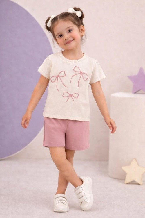 ÜST 3 FİYONKLU ŞORTLU TAKIM   Gül