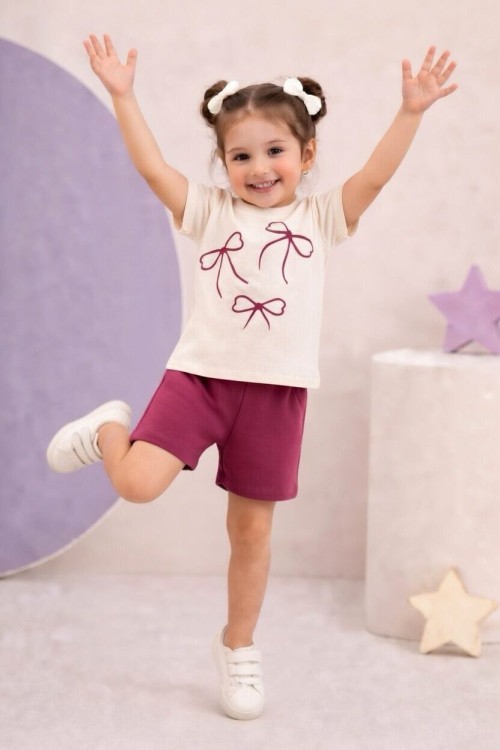 ÜST 3 FİYONKLU ŞORTLU TAKIM   Mürdüm