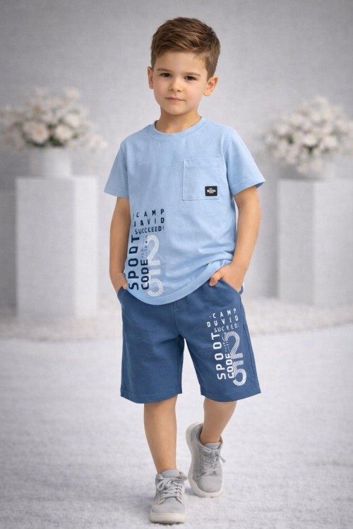 SPORT CODE 25 CEPLİ ŞORTLU TAKIM  Açık Mavi