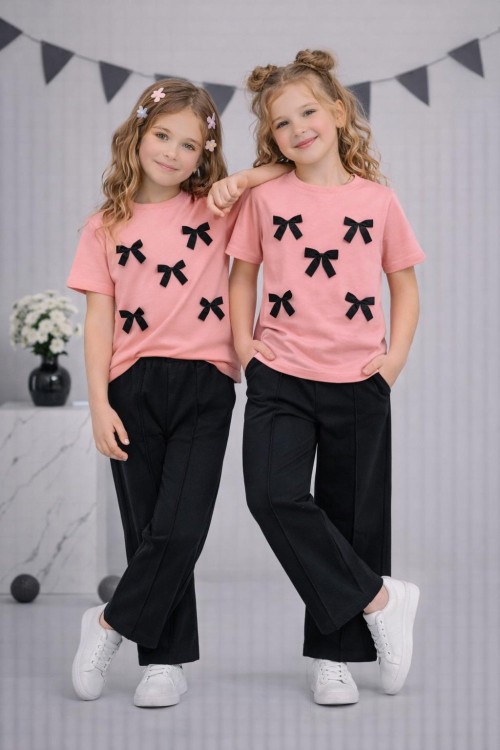 ÜST 5 FİYONKLU KISAKOL ALT UZUN EŞOFMAN TAKIMI  Pembe