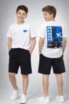 GARSON BOY ÖNÜ SADE SIRT UÇAK BASKILI ŞORTLU TAKIM  Beyaz