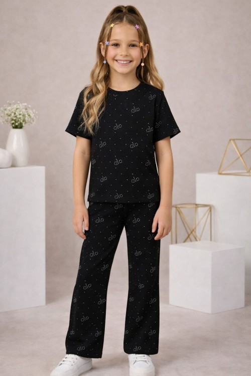 HERYERİ TAŞLI ALO YAZAN KISAKOL İSPANYOL TAKIM  Siyah