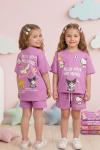 HELLO KİTTY AND FRİENDS SIRT BASKILI ŞORTLU TAKIM Mor