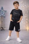 STARTED YAZILI KOT ŞORTLU TAKIM Siyah