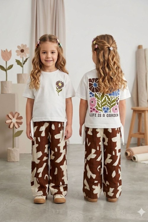 ÖNÜ PAPATYA SIRT BASKILI YANDAN BAĞLAMALI İSPANYOL TAKIM Kahverengi