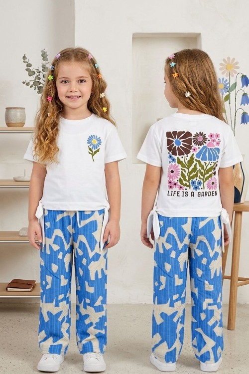 ÖNÜ PAPATYA SIRT BASKILI YANDAN BAĞLAMALI İSPANYOL TAKIM Mavi