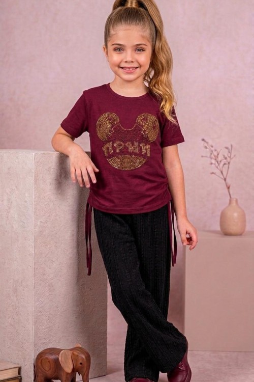 TAŞLI MİKİ KAFA ALT BUBBLE KUMAŞ BEL BÜZGÜLÜ İSPANYOL TAKIM  Bordo