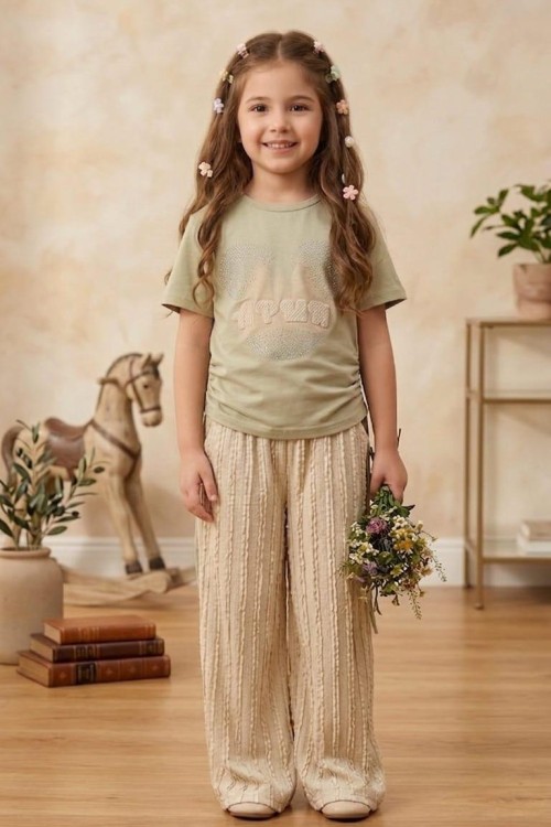 TAŞLI MİKİ KAFA ALT BUBBLE KUMAŞ BEL BÜZGÜLÜ İSPANYOL TAKIM  Yeşil