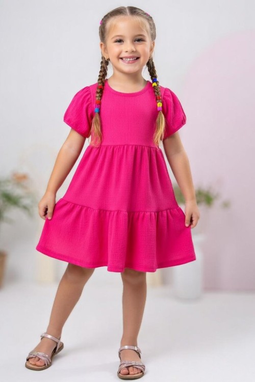 SADE  DÜZ ELBİSE Fuşya