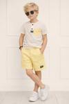 İKİ DÜĞMELİ CEPLİ ETİKETLİ SU YOLU ŞORTLU TAKIM  Sarı
