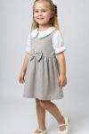 GÖMLEK YAKA HERYERİ TAŞLI FİYONKLU KISAKOLLU ELBİSE  Gri