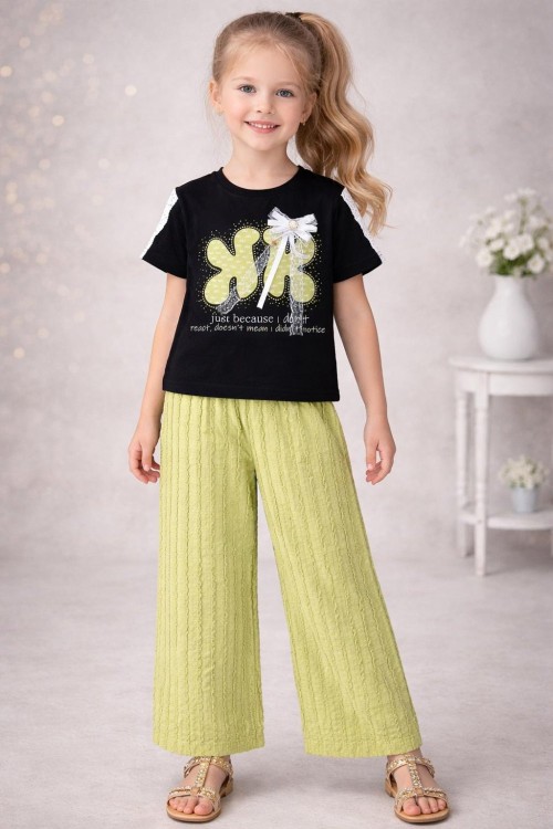 JUST BECAUSE YAKA TÜLLÜ ÇİÇEK ALT BUBBLE KUMAŞ İSPANYOL TAKIM  Yeşil