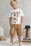 MİCKEY MONSE CEPLİ ŞORTLU TAKIM  Kahverengi
