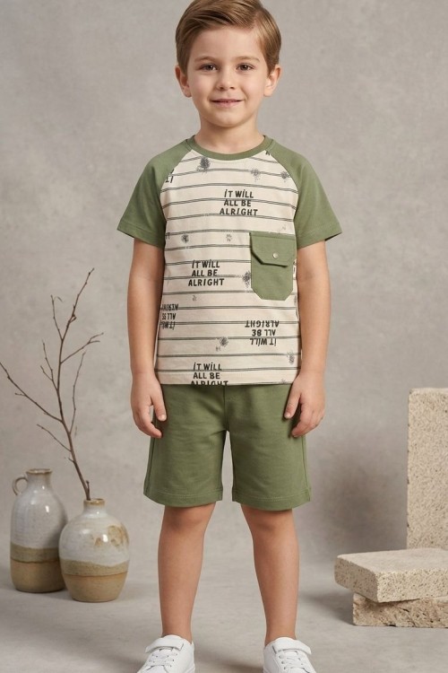 IT WİLL ALL BE YAZILI CEPLİ ŞORTLU TAKIM  Yeşil