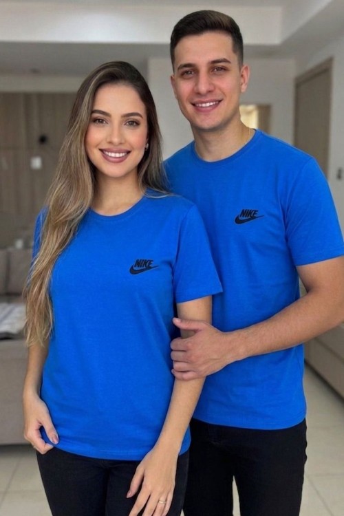 KAMPANYALI UNİSEX SİYAH YAZILI NİKE YAZAN TİŞÖRT Mavi