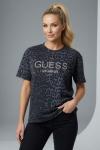 TAŞLI GUESS LOS ANGELES LEOPAR DESENLİ KADIN TEK TİŞÖRT  Füme