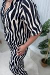 SİYAH BEYAZ ZEBRA DESENLİ  KADIN İKİLİ TAKIM  Siyah Beyaz