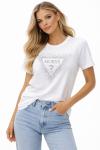 GUESS SORU İŞARETLİ TAŞLI TEK TŞÖRT  Beyaz