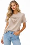 GUESS SORU İŞARETLİ TAŞLI TEK TŞÖRT  Bej