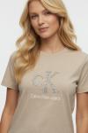TAŞLI CK YAZILI TEK TŞÖRT  Bej