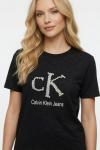 TAŞLI CK YAZILI TEK TŞÖRT  Siyah