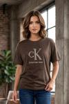 TAŞLI CK YAZILI TEK TŞÖRT  Kahverengi