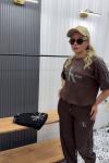 CALVİN KLEİN CK YAZILI TAŞLI EŞOFMAN TAKIMI  Kahverengi