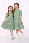 3 DÜĞMELİ YARIM KOL ELBİSE Mint Yeşili