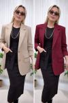 ÇİFT KAPAKLI BLAZER KADIN CEKET  Bej