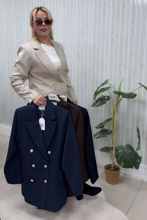 ÇOKLU GOLD DÜĞMELİ BLAZER CEKET Krem