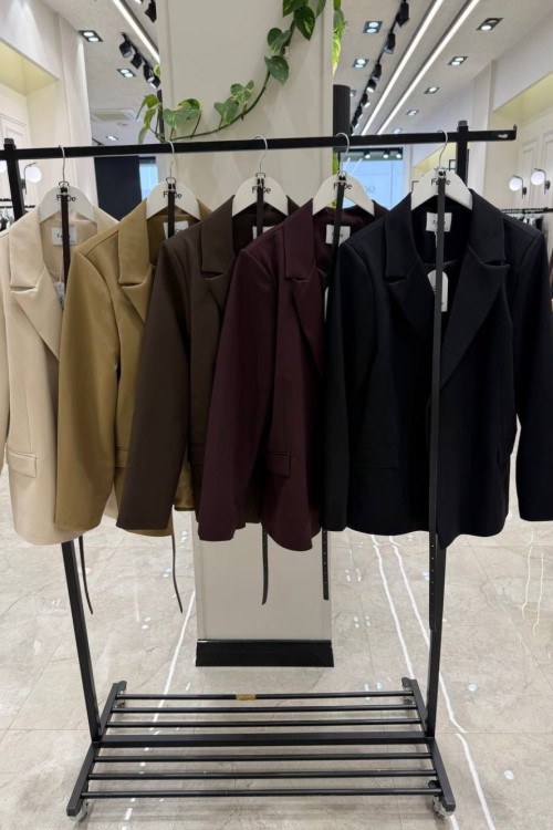 İNCE KEMERLİ BLAZER CEKET Krem
