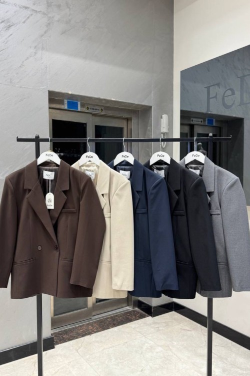 TEK DÜĞMELİ ÜST CEPLİ SADE OVERSİZE BLAZER CEKET Lacivert