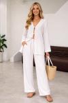 3 LÜ İP BAĞLAMALI DEKOLTE PANTOLON GÖMLEK TAKIM Beyaz