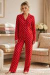 MİLAN KUMAŞ PUANLI PİJAMA TAKIMI  Kırmızı