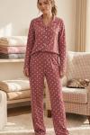 MİLAN KUMAŞ PUANLI PİJAMA TAKIMI  Gül