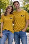 KAMPANYALI UNİSEX SİYAH YAZILI SWD  TİŞÖRT  Hardal Sarısı